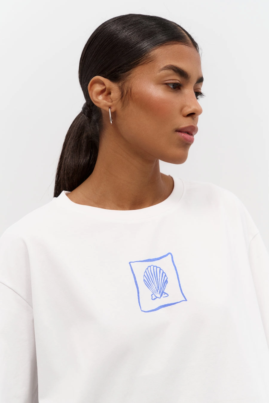 Slim Fit Jeans Elegant Tunic NEW Blue "Sea Lover" Print T-shirt