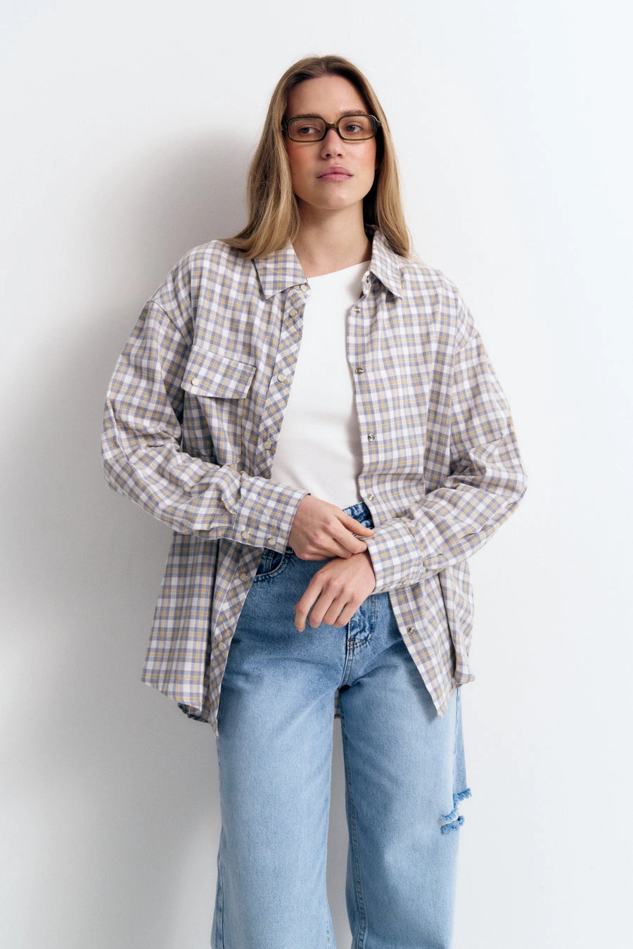 NEW Blue Relaxed Fit Check Cotton Shirt Winter Retreat Youthful Style