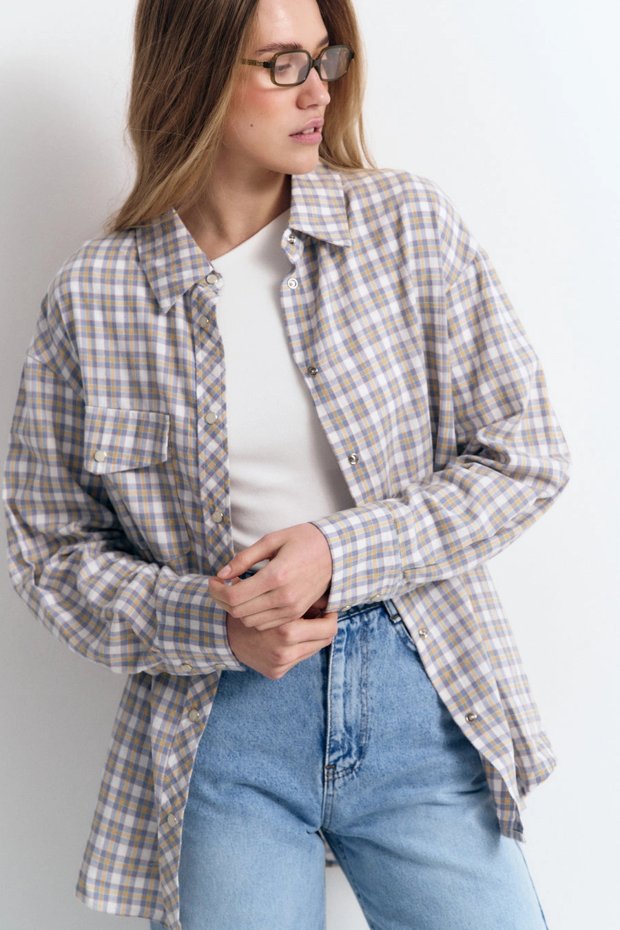 Trendsetting Design NEW Blue Relaxed Fit Check Cotton Shirt
