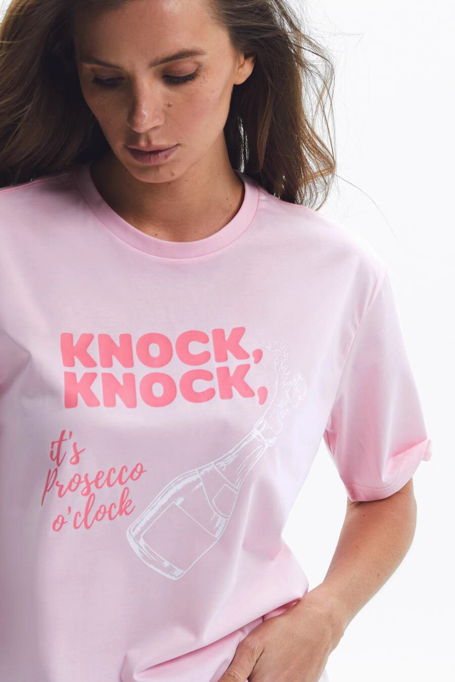 NEW Pink "Knock, Knock" Print T-shirt Free Fit Nordic Light