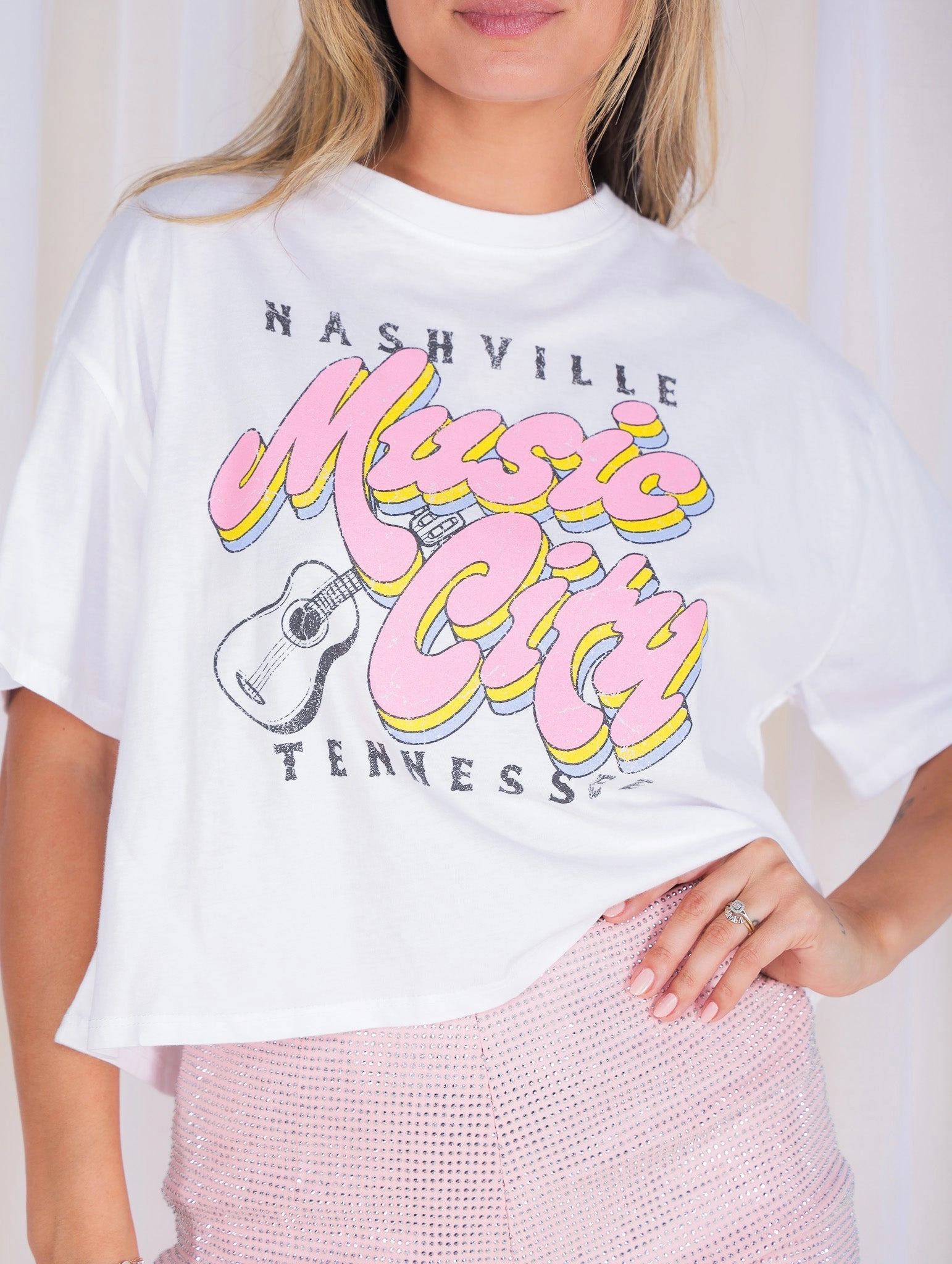 No Iron Fabric Music City Bubble Tee