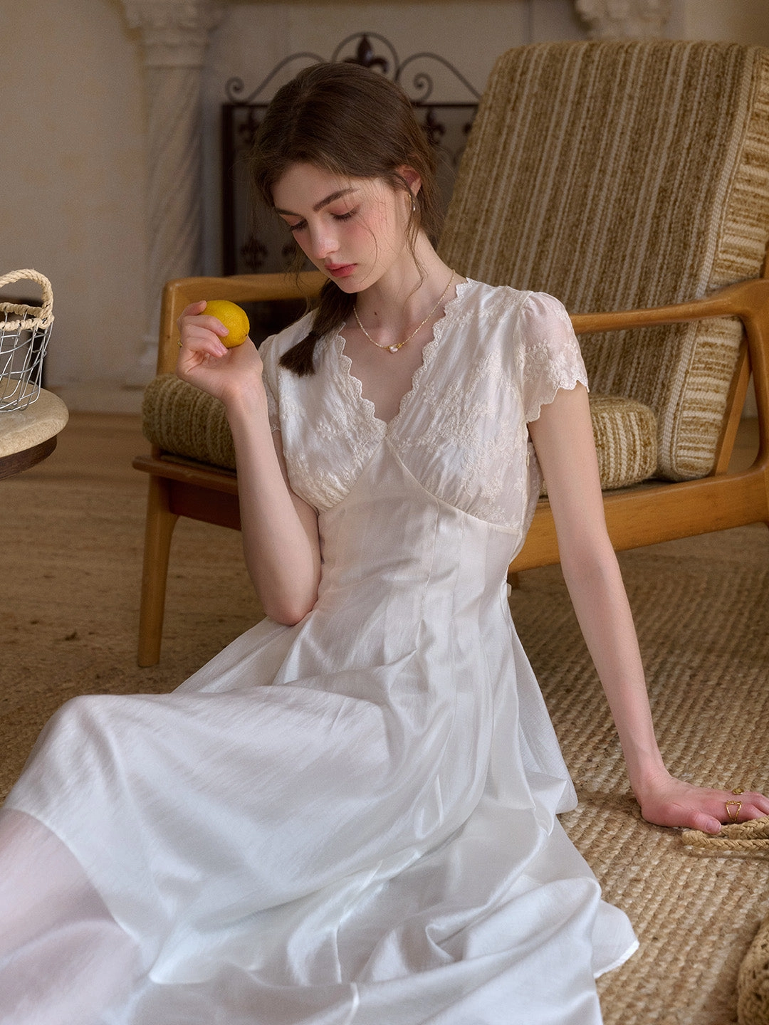 Reagan Wavy V-Neck Jacquard Lyocell Dress Fantasy Mood