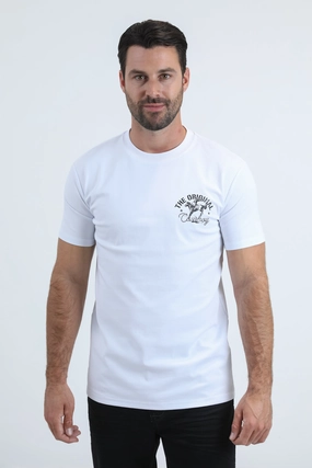 Mens Modern Fit Cotton Stretch White T-Shirt OdorResistant Fabric Button Down