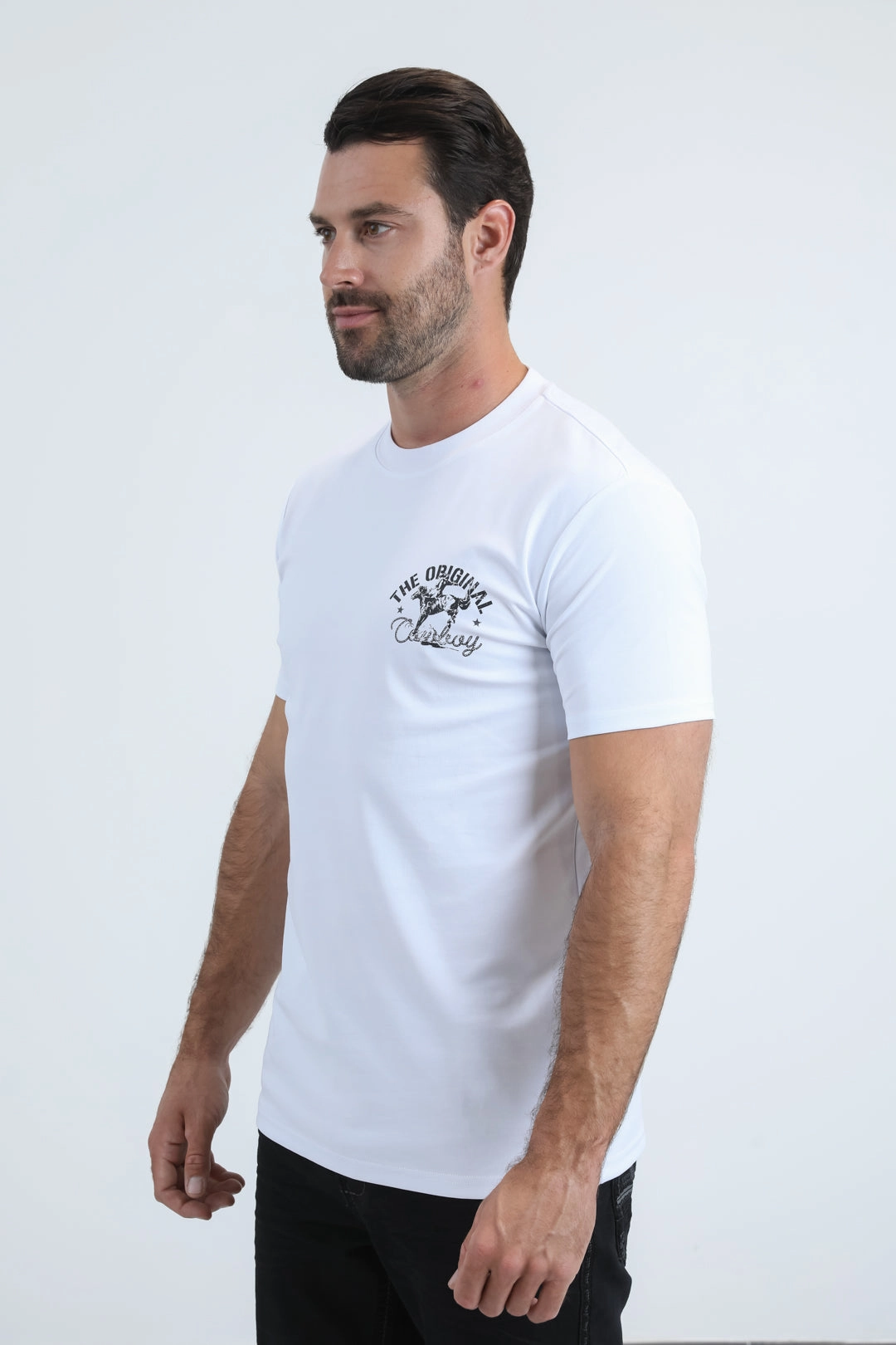 Outdoor Light Mens Modern Fit Cotton Stretch White T-Shirt