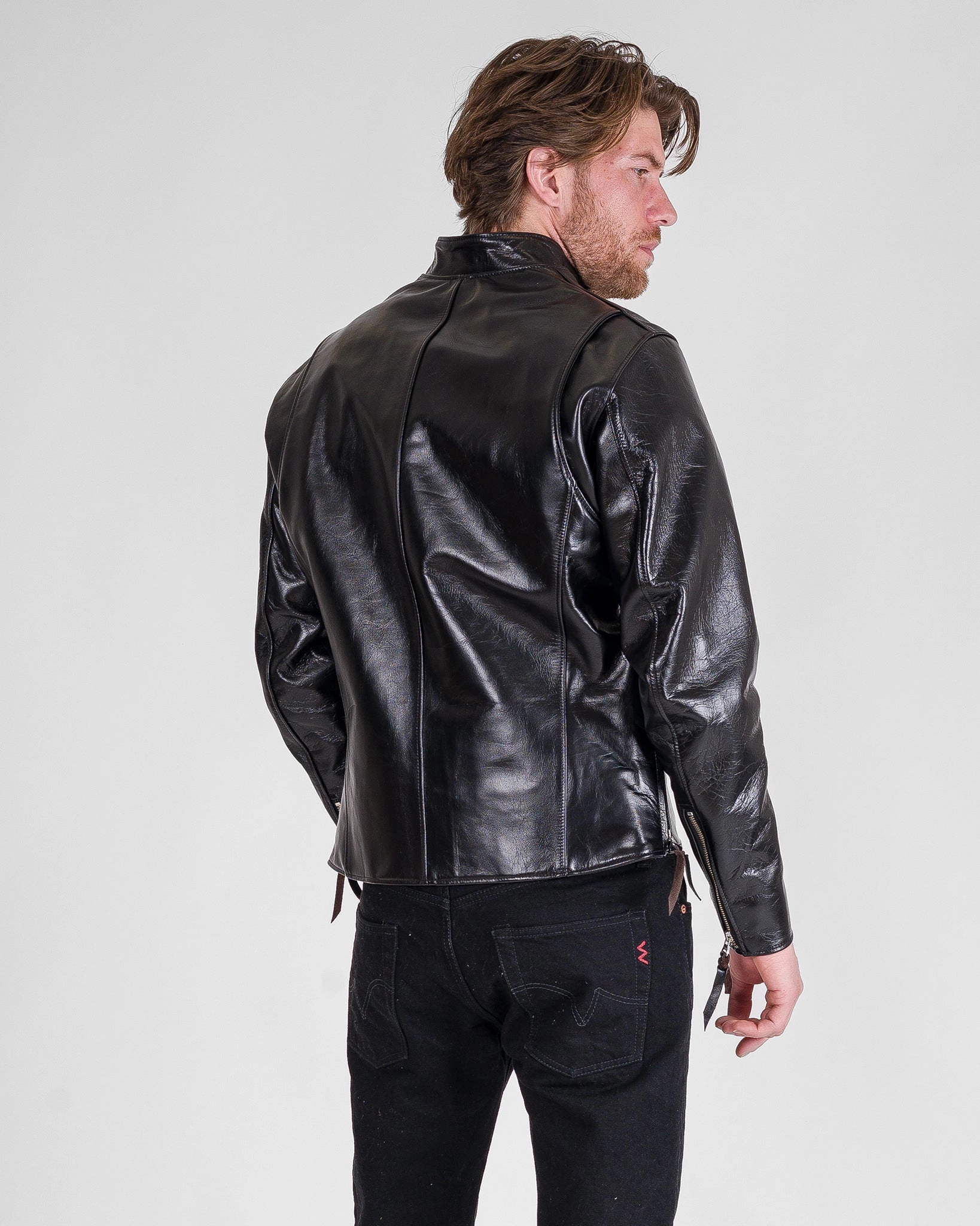 Japanese Horsehide Rider??s Jacket - Black (Tea-Core Dyed) Stain Proof Weatherproof Construction