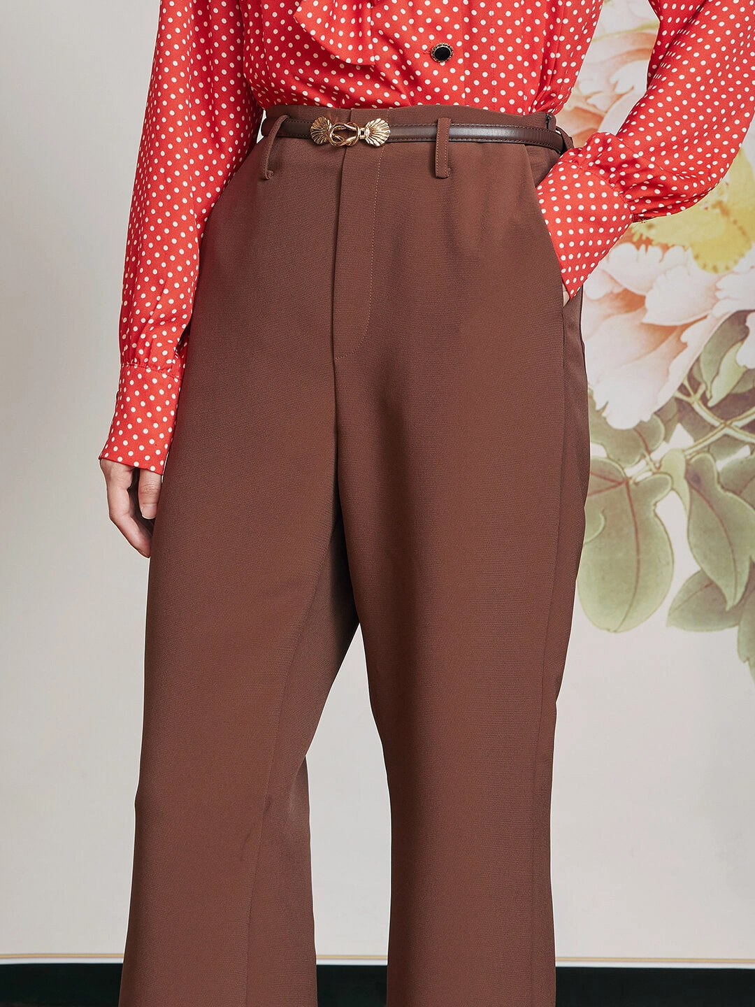 ??Final Sale??Novah High-waisted Bell-bottomed Caramel Trousers Fit For Movement Cozy Wear