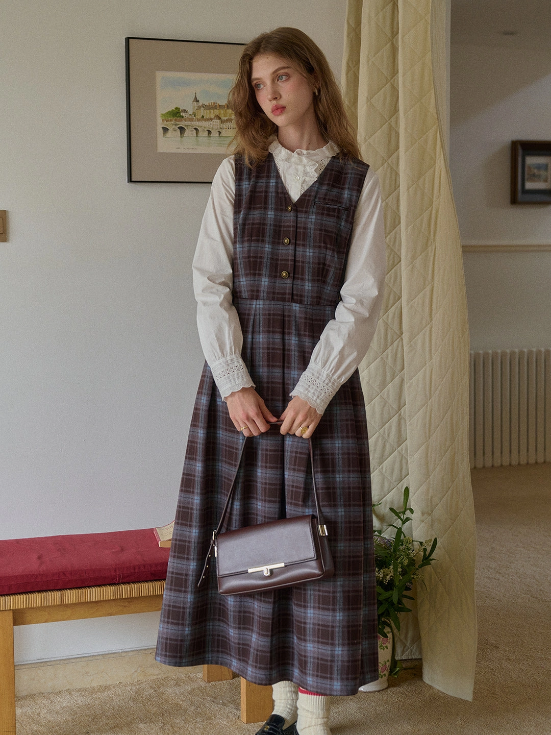 Chic Design AntiStaticTechnology Kinley V-Neck Plaid Dress