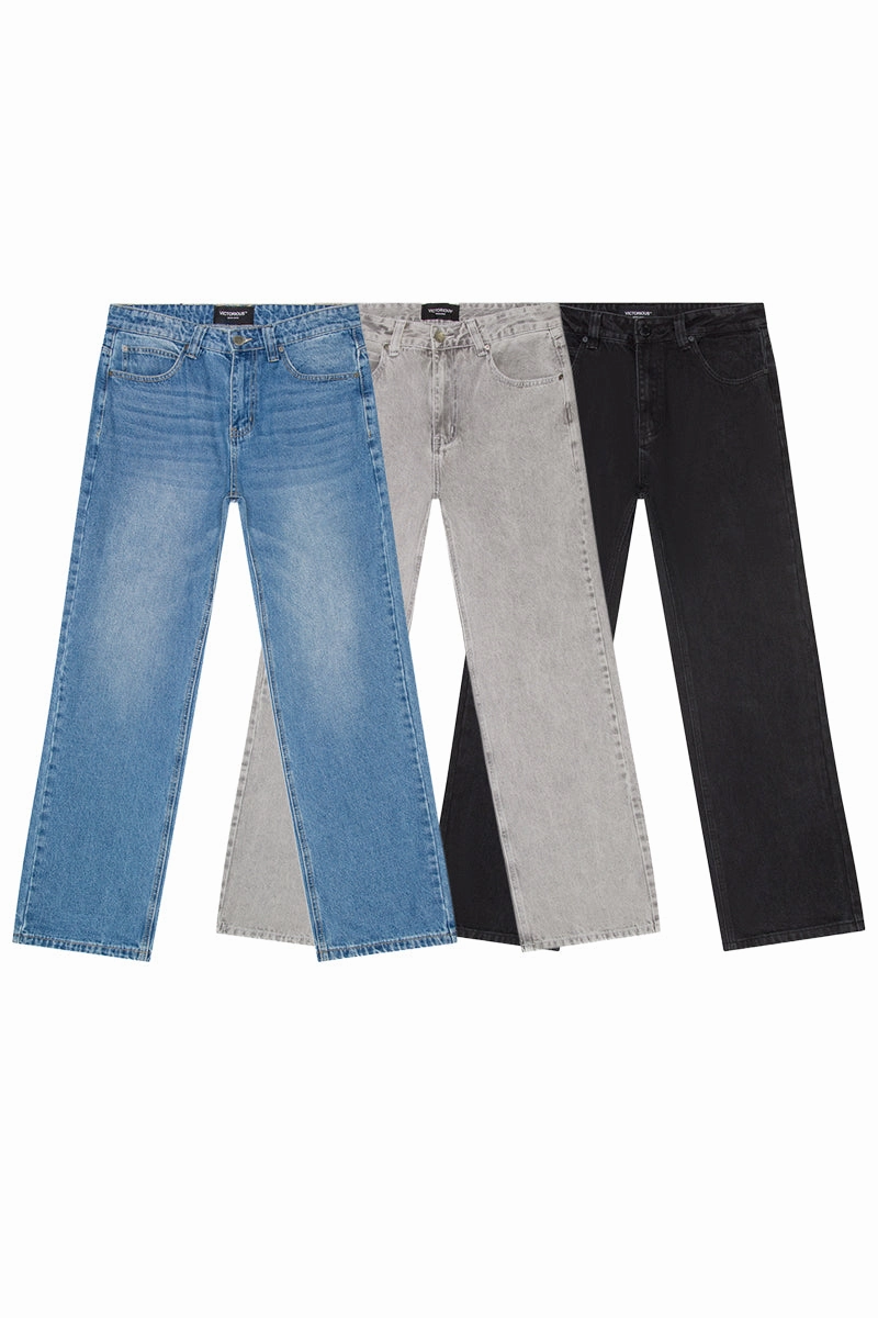 VentilatedMesh Casual Day VICTORIOUS 13oz Heritage Baggy Denim ?C 3 Pack Bundle (Indigo / Black / Grey)