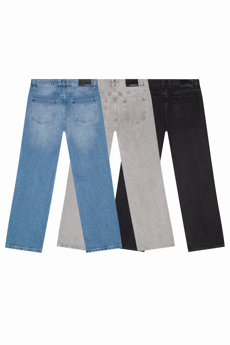 Moon Beam Carry Ease VICTORIOUS 13oz Heritage Baggy Denim ?C 3 Pack Bundle (Indigo / Black / Grey)