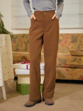 Sweat Resistant No Bunching Novah Vintage Two-button Straight Corduroy Trousers - Brown