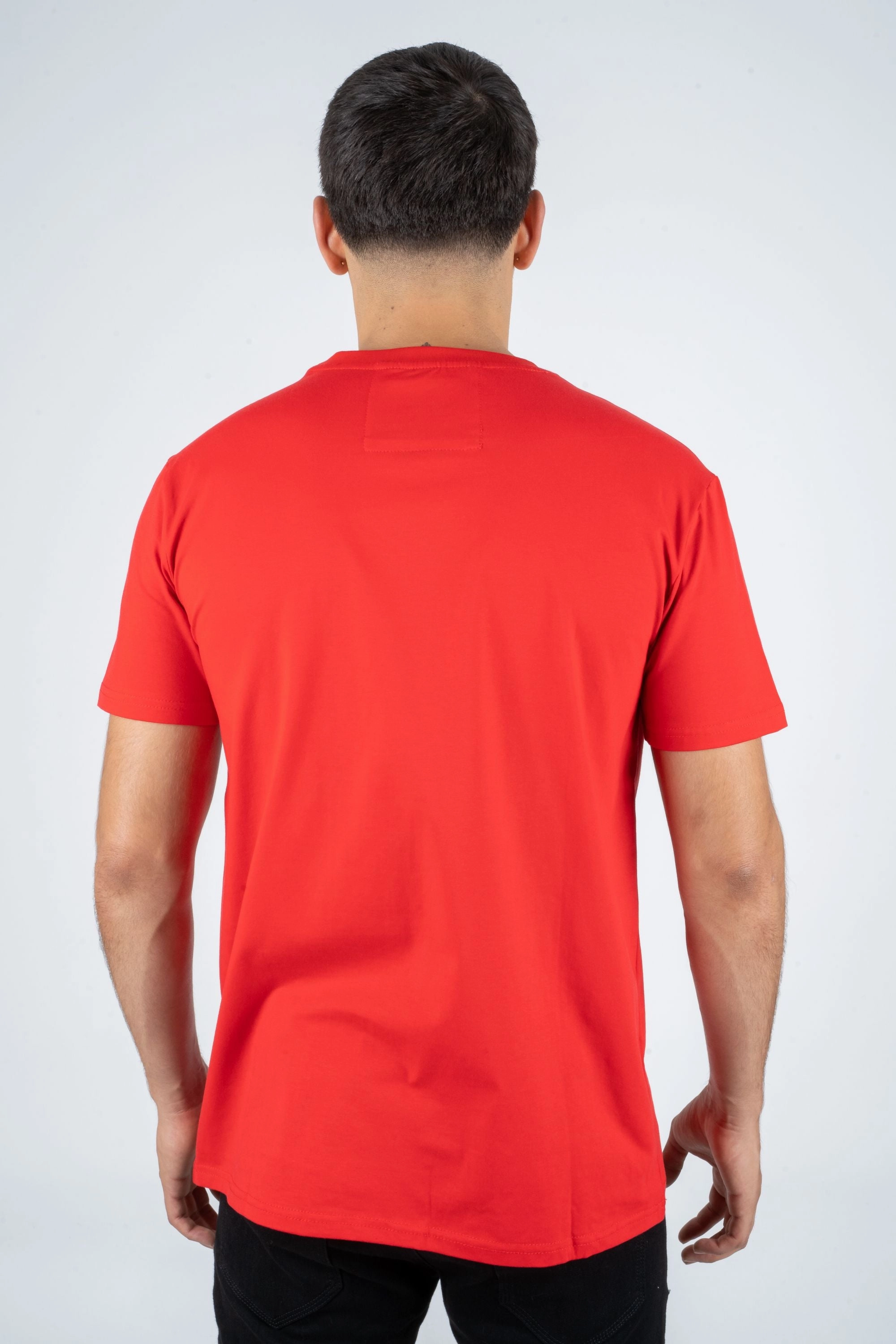 Reinforced Shoulder Seams Men's Cotton Red Rhinestone T-shirt