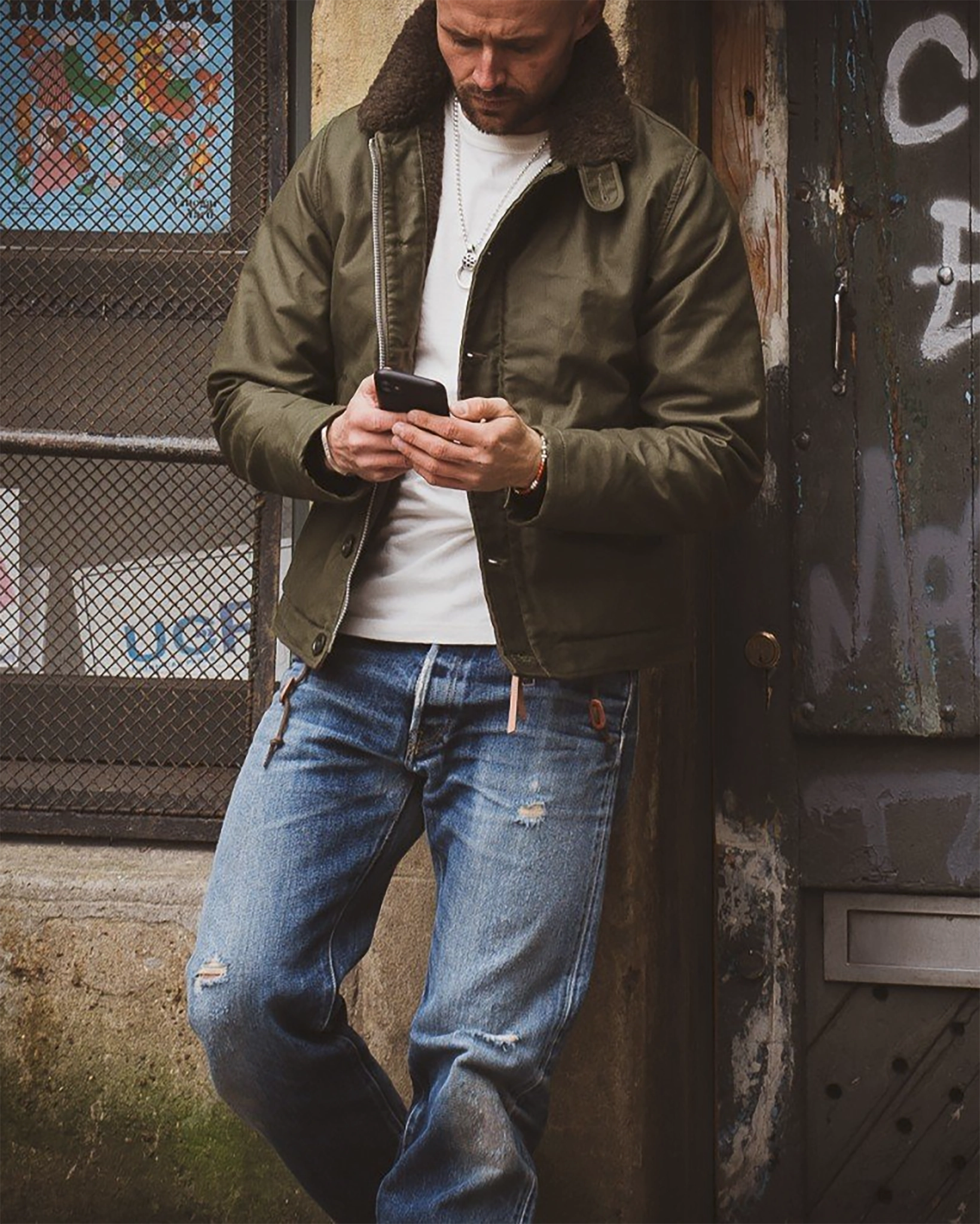 Oiled Whipcord N1 Deck Jacket - Olive Rubberized Trims Compact Packable