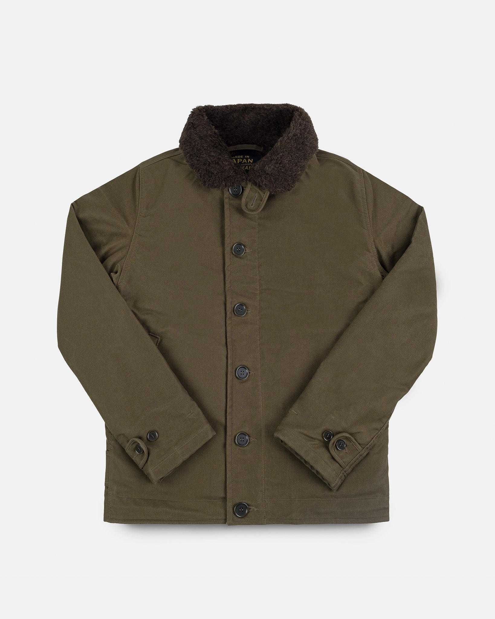 Buttery Soft Handfeel Oiled Whipcord N1 Deck Jacket - Olive