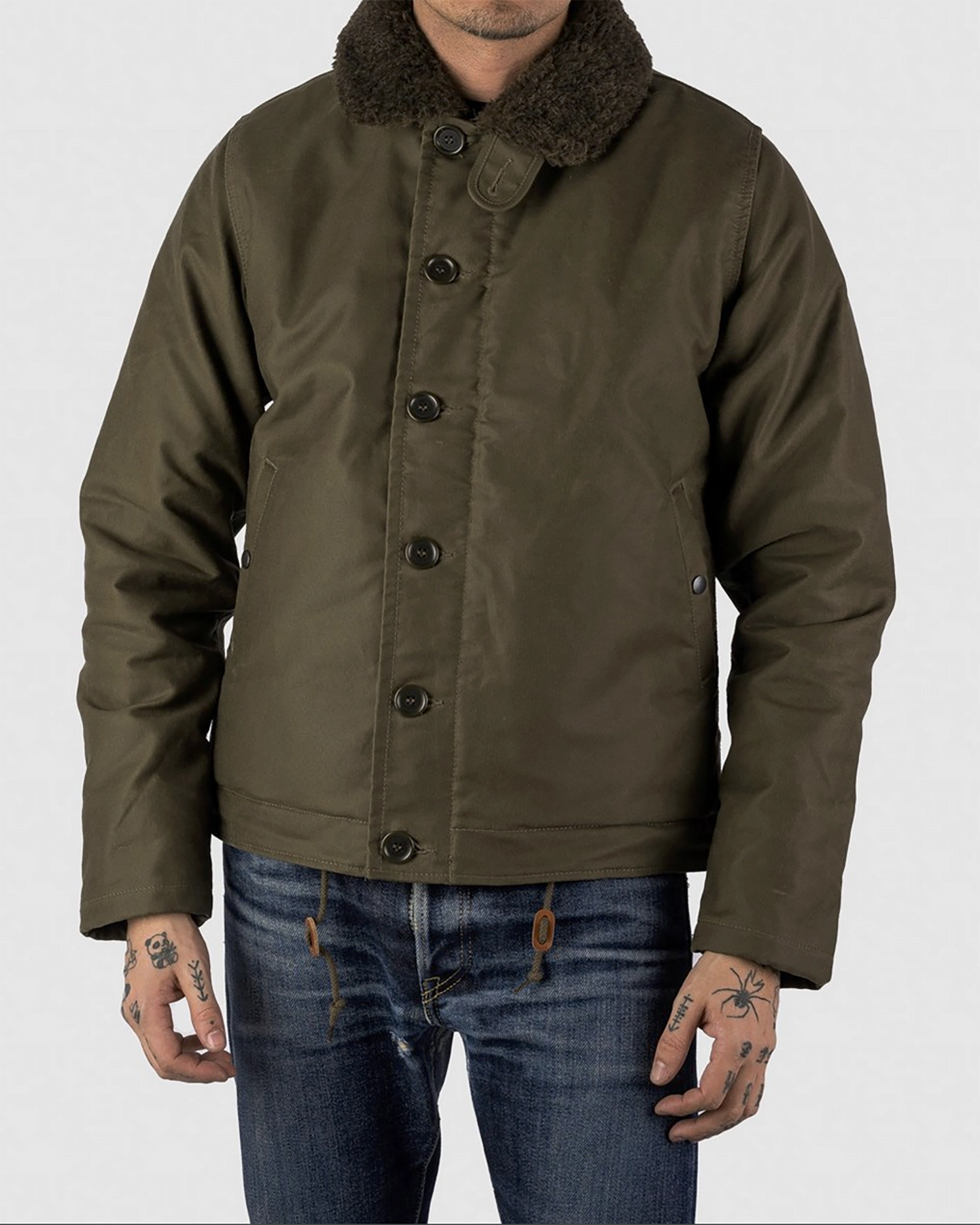 Oiled Whipcord N1 Deck Jacket - Olive Temperature Adaptive