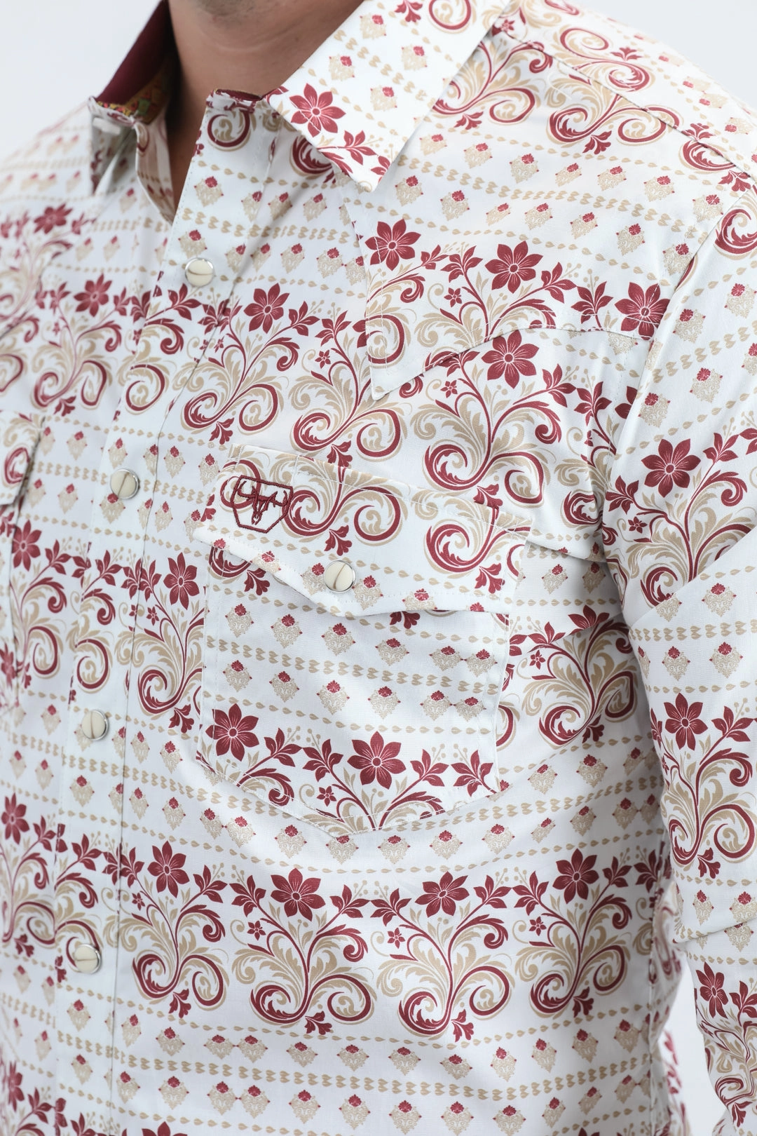 Mens Western Modern Fit Cotton/Spandex Long Sleeve White Shirt with Snaps Classic Comfort