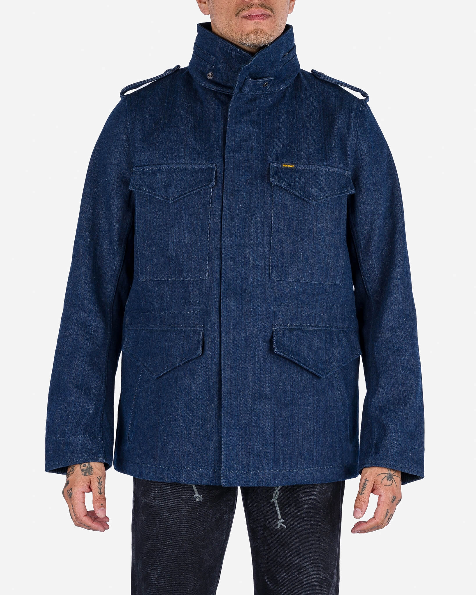 16oz Natural Indigo Selvedge Denim M65 Field Jacket Crisp Weather Fit