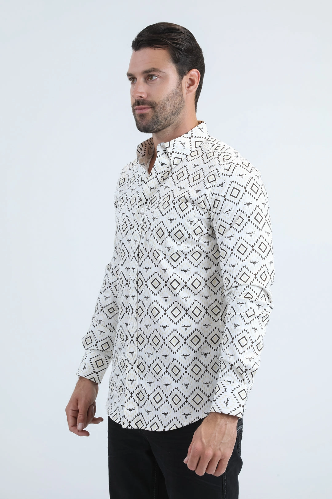 Mens Satin Cotton/Spandex Modern Fit Long Sleeve White Shirt Trendy Look No Slip Shoulder Grips