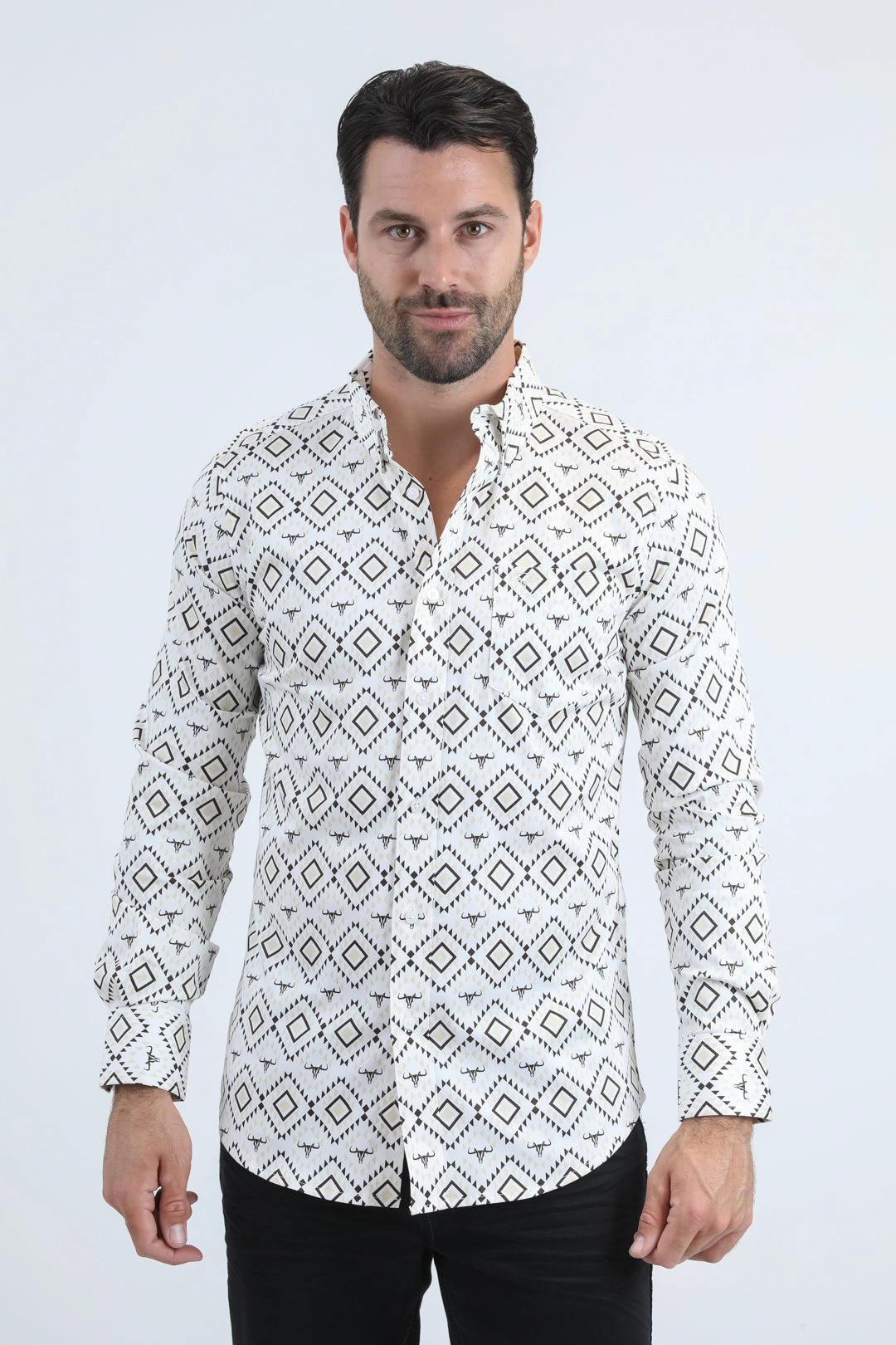 Mens Satin Cotton/Spandex Modern Fit Long Sleeve White Shirt Simple Comfort