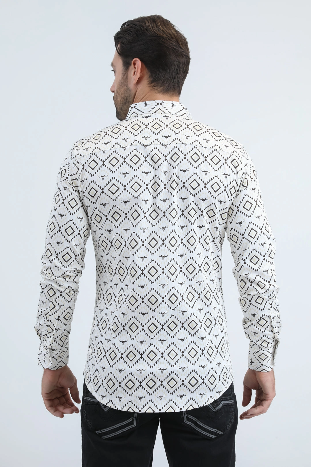 Chic Option Mens Satin Cotton/Spandex Modern Fit Long Sleeve White Shirt