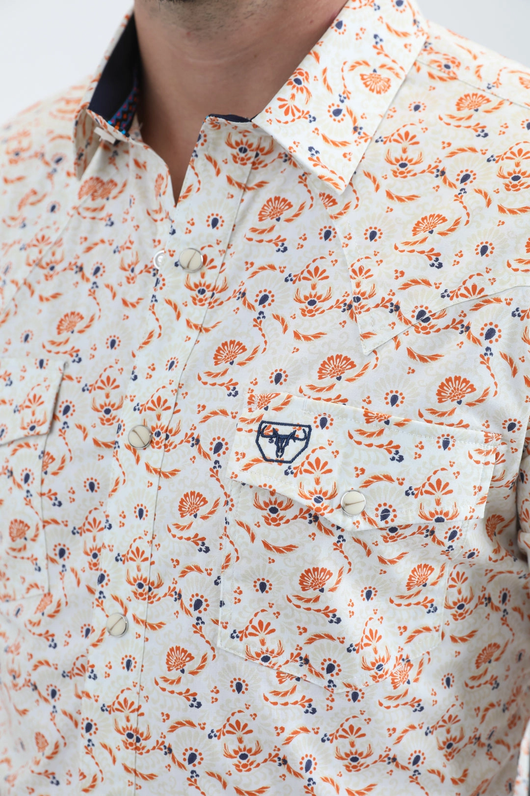 Soft Touch Anti Odor Treatment Mens Western Modern Fit Cotton/Spandex Long Sleeve White Shirt with Snaps