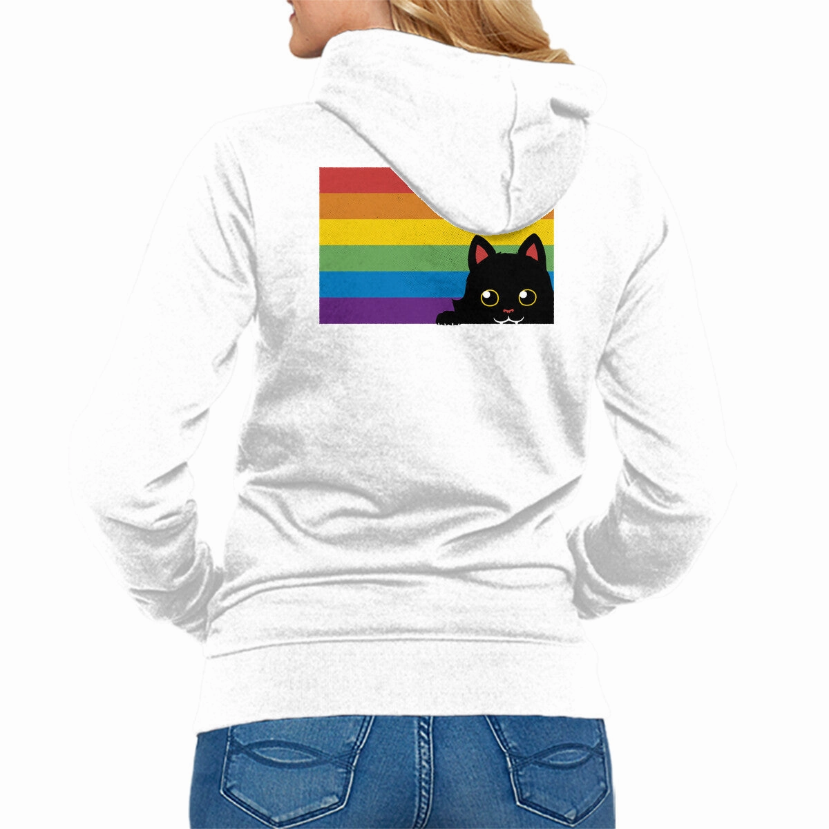Peeking Cat Rainbow Pride Flag Bow Accents