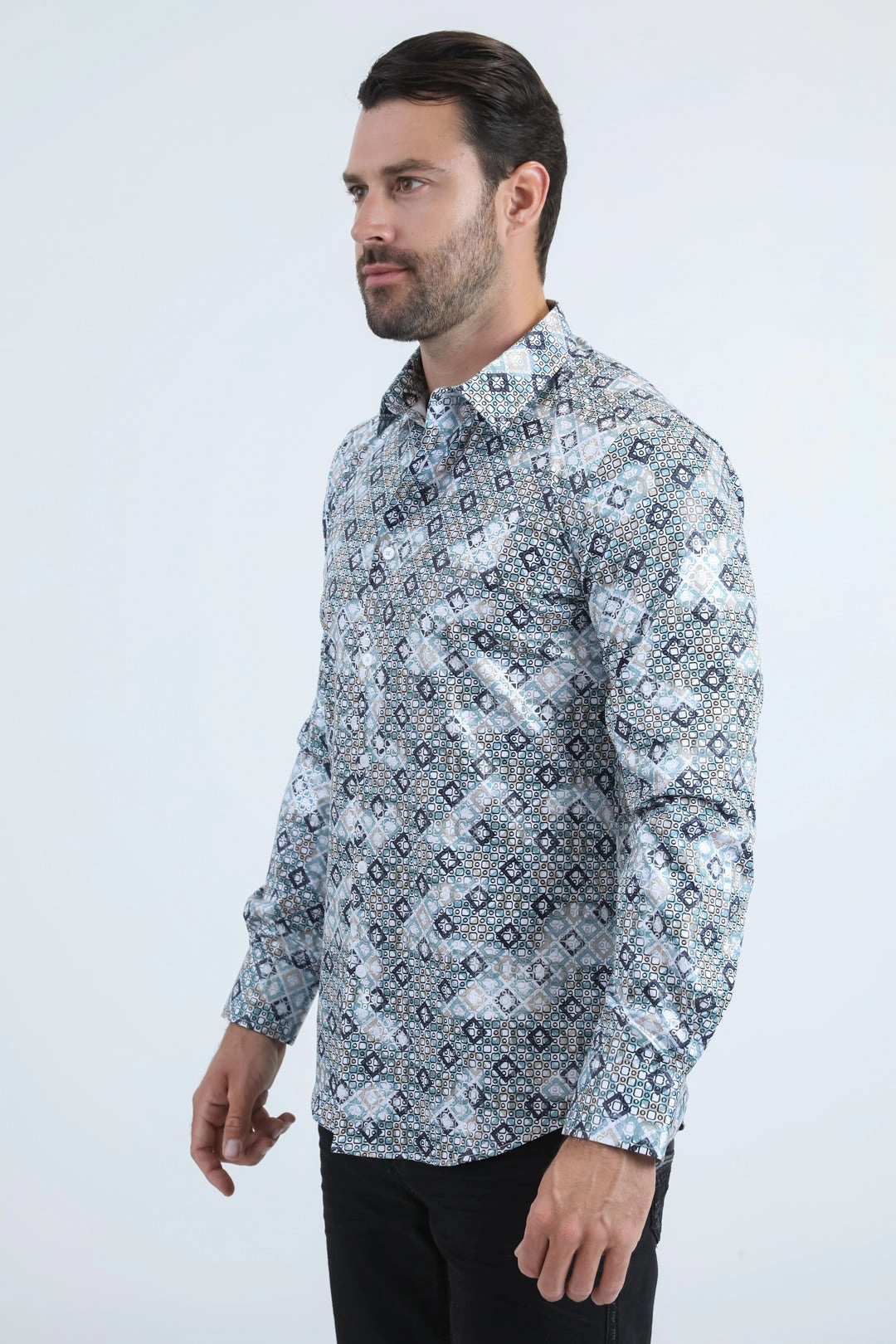 Mens Modern Fit Stretch Foil Fashion White Shirt Seamless Shoulder Stretchable Cloth