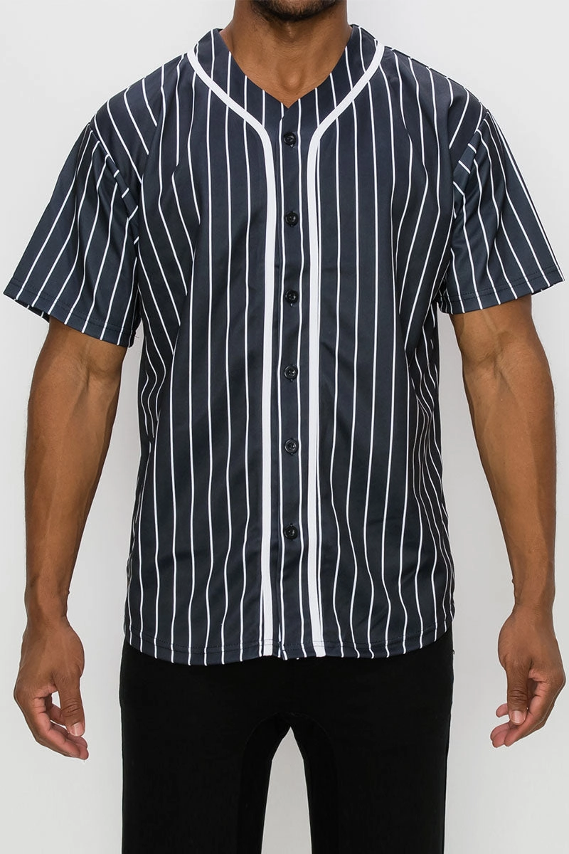 PIN STRIPED BASEBALL JERSEY Buttonless Closure Soft Pullover