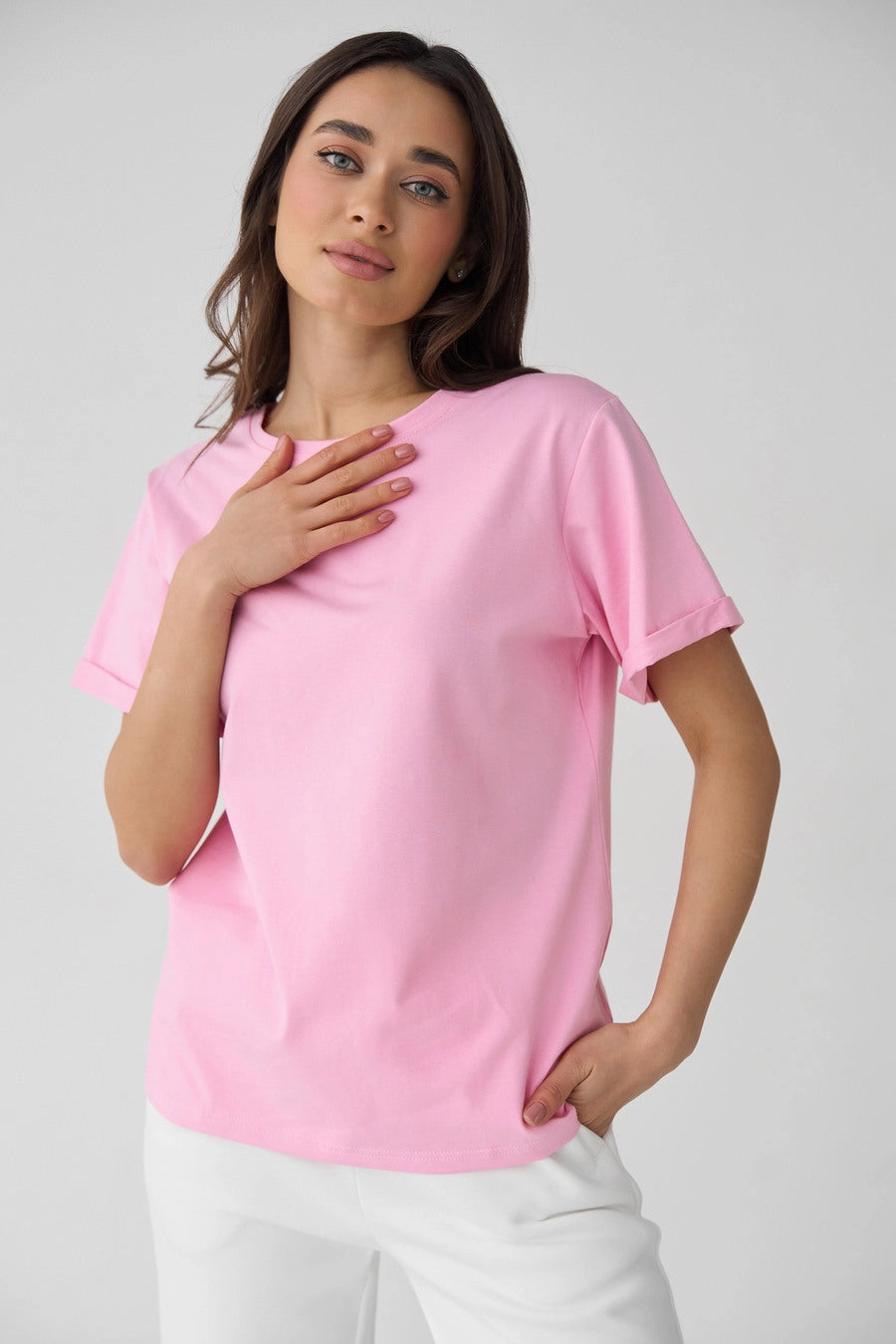 Pink Powder Oversized Roll Up Sleeve T-Shirt Tight Core Minimal Design