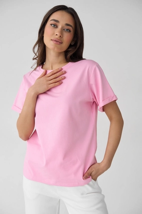 Pink Powder Oversized Roll Up Sleeve T-Shirt Tight Core Minimal Design