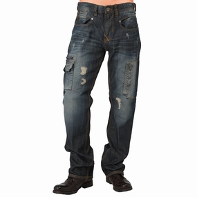 Men's Midrise Relaxed Fit Premium Denim Jeans with Utility Pockets Heart Soul