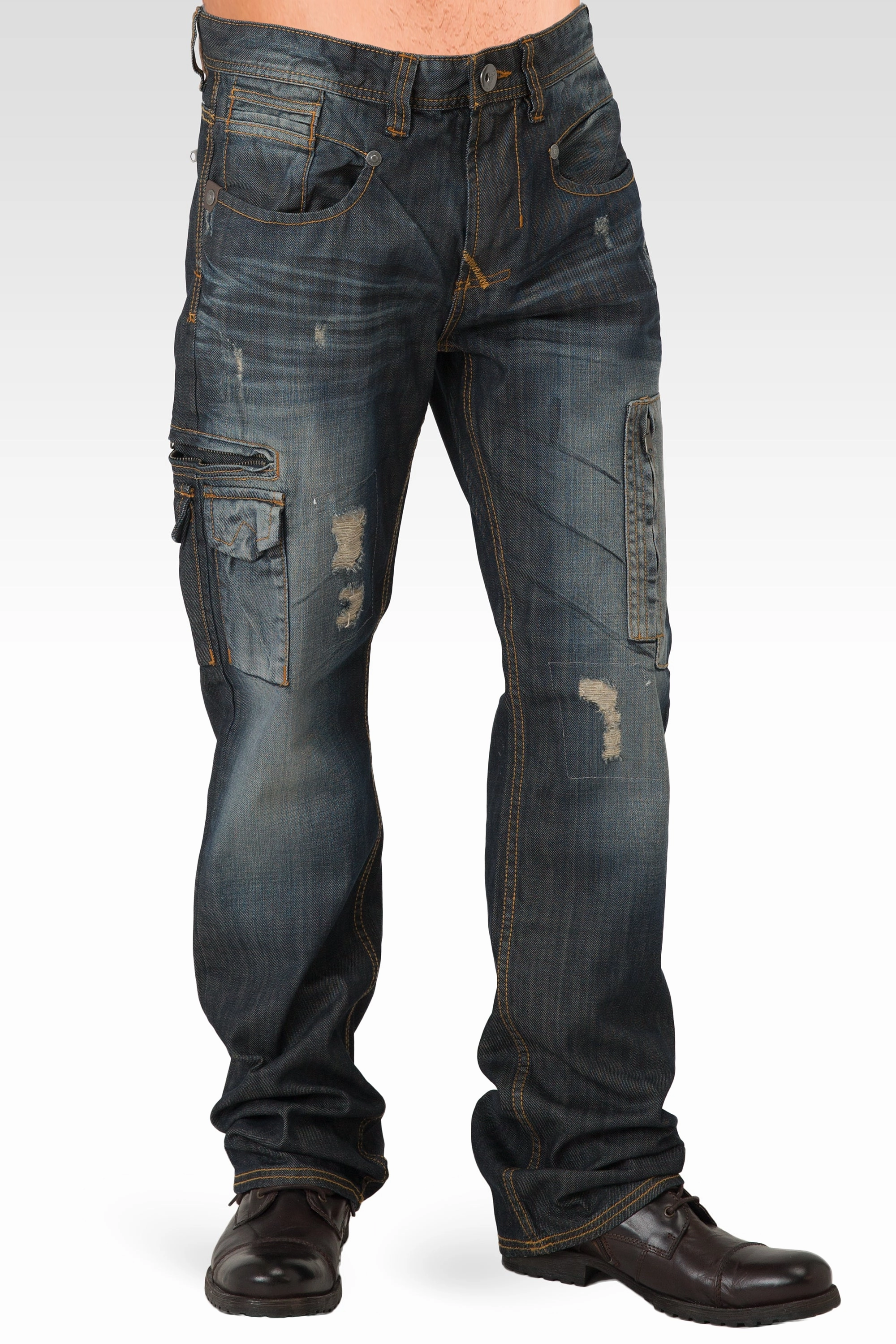 Trendy Design Effortless Style Men's Midrise Relaxed Fit Premium Denim Jeans with Utility Pockets