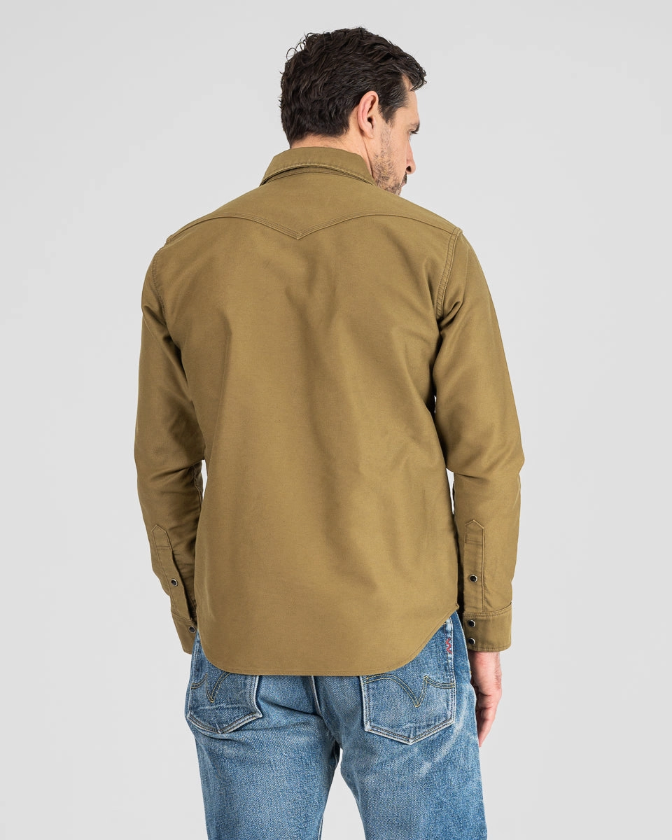Ergonomic Pattern Trendy Top 12oz Military Moleskin Western Shirt - Khaki