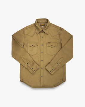 12oz Military Moleskin Western Shirt - Khaki HighDensityWeave Smart Glow