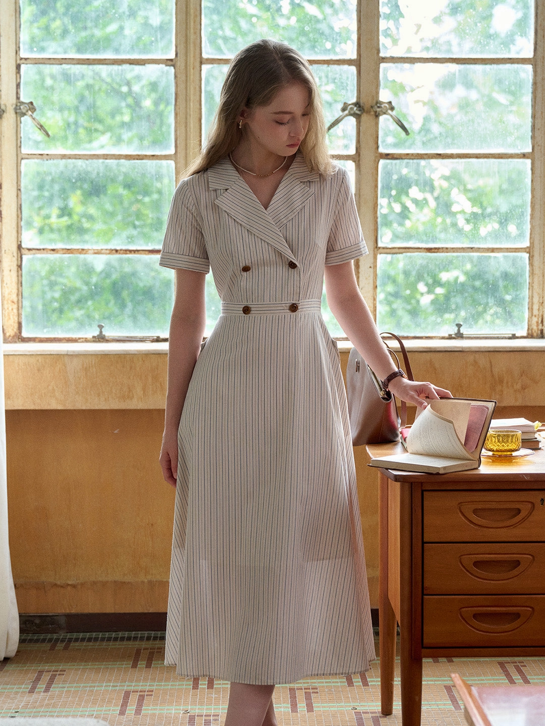 Quick Core Catalina V-Neck French Stripes Dress