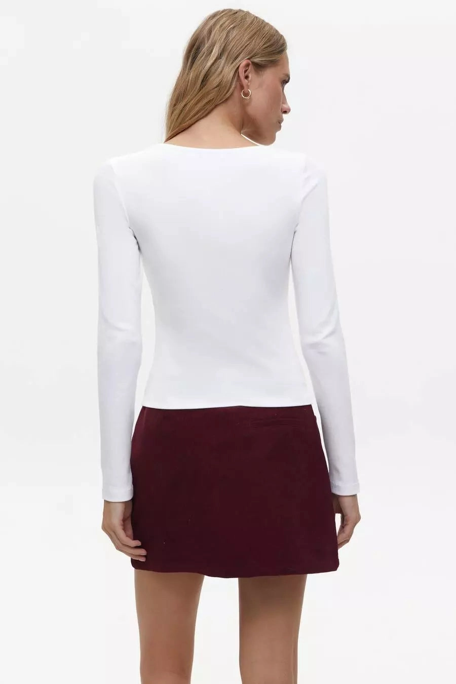 Maintenance White Assymmetric Neckline Long Sleeve Top