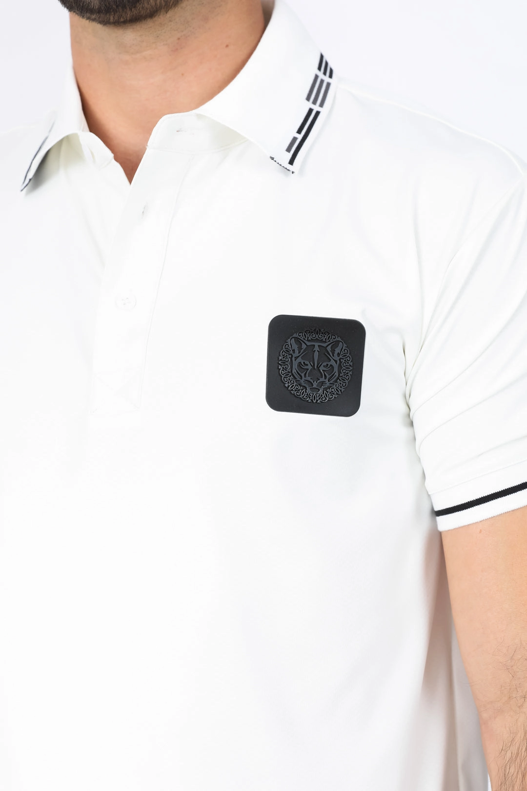 Mens Modern Fit Stretch Cotton White Polo Casual piece