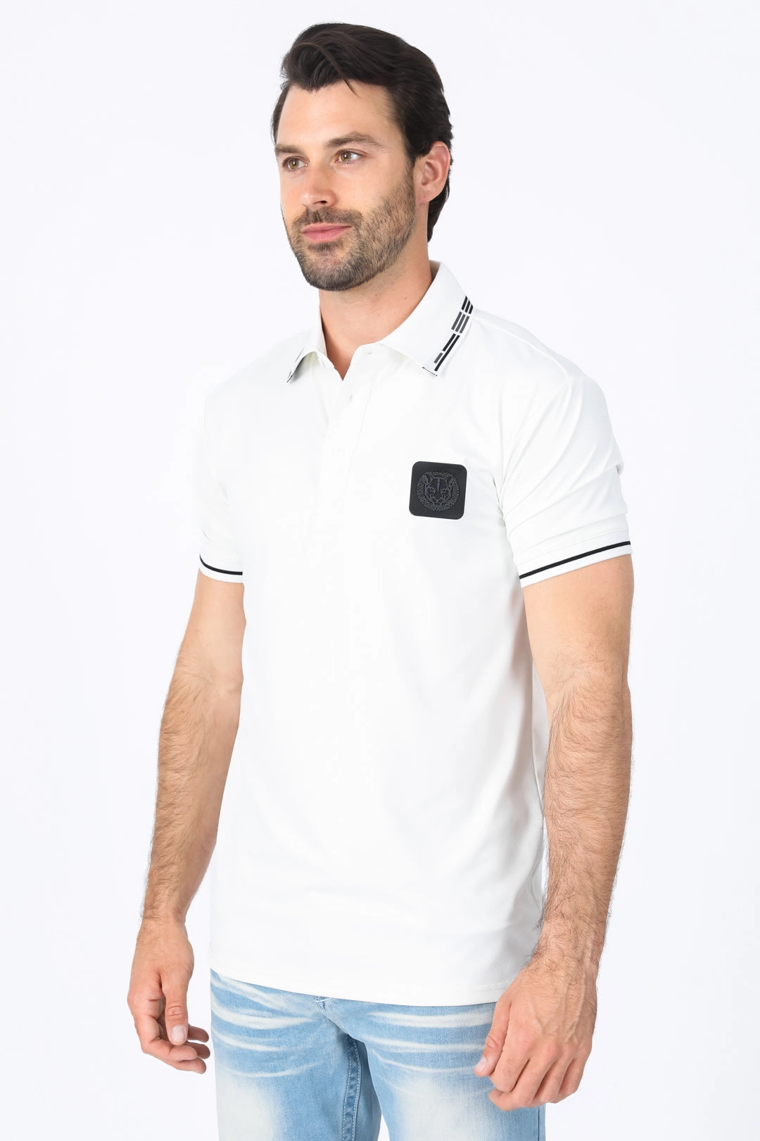 Lightweight Wear Mens Modern Fit Stretch Cotton White Polo