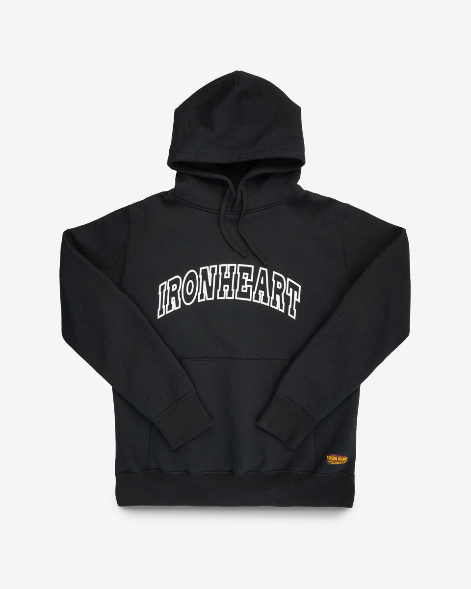 Smart Glow Practical Style Printed 14oz Ultra Heavyweight Loopwheel Cotton Hoodie - Black