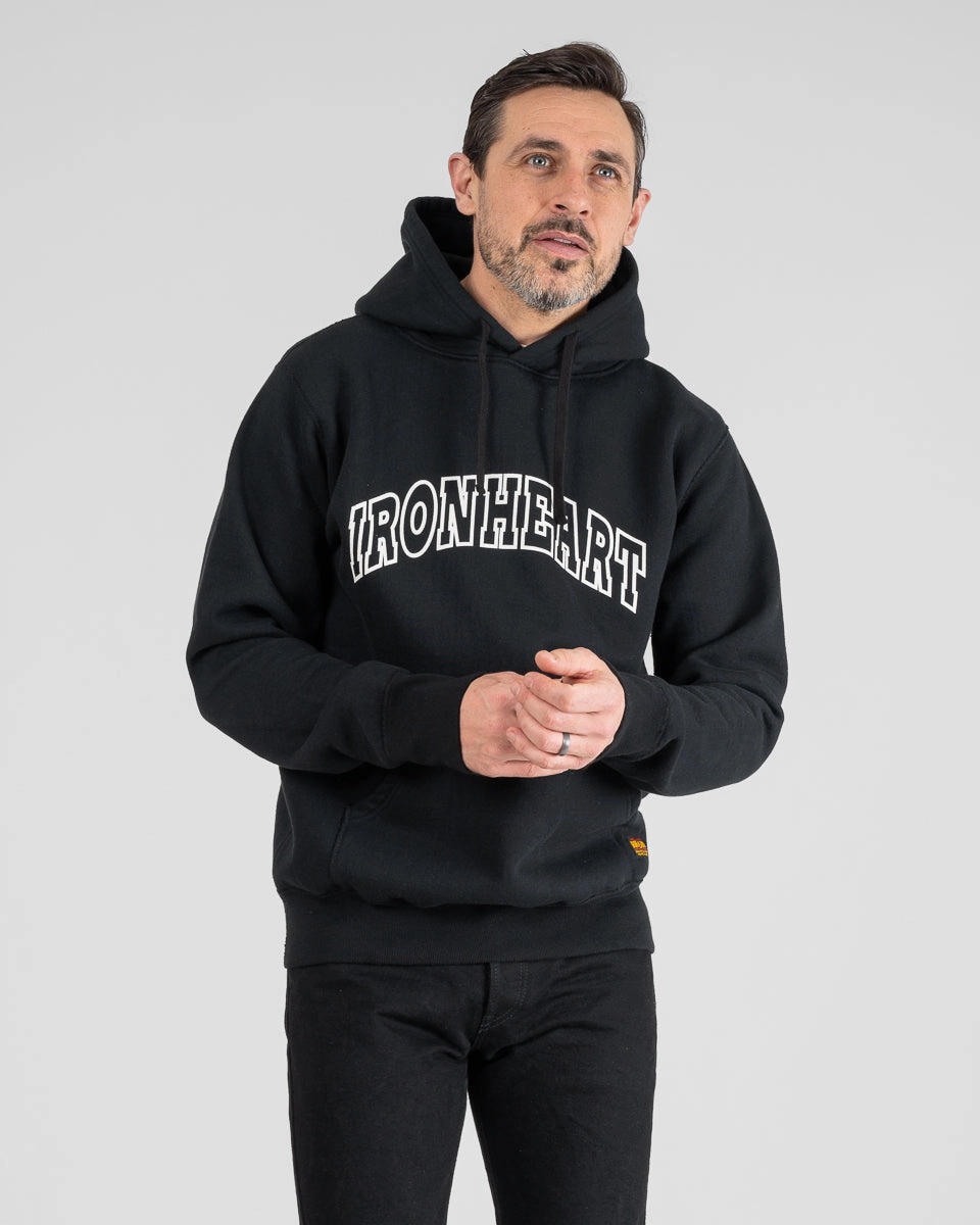 Printed 14oz Ultra Heavyweight Loopwheel Cotton Hoodie - Black All-Day Fit Love Core