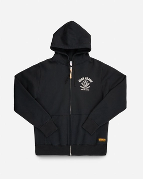 Printed 14oz Ultra Heavyweight Loopwheel Cotton Zippered Hoodie - Black FrictionResistantEdges