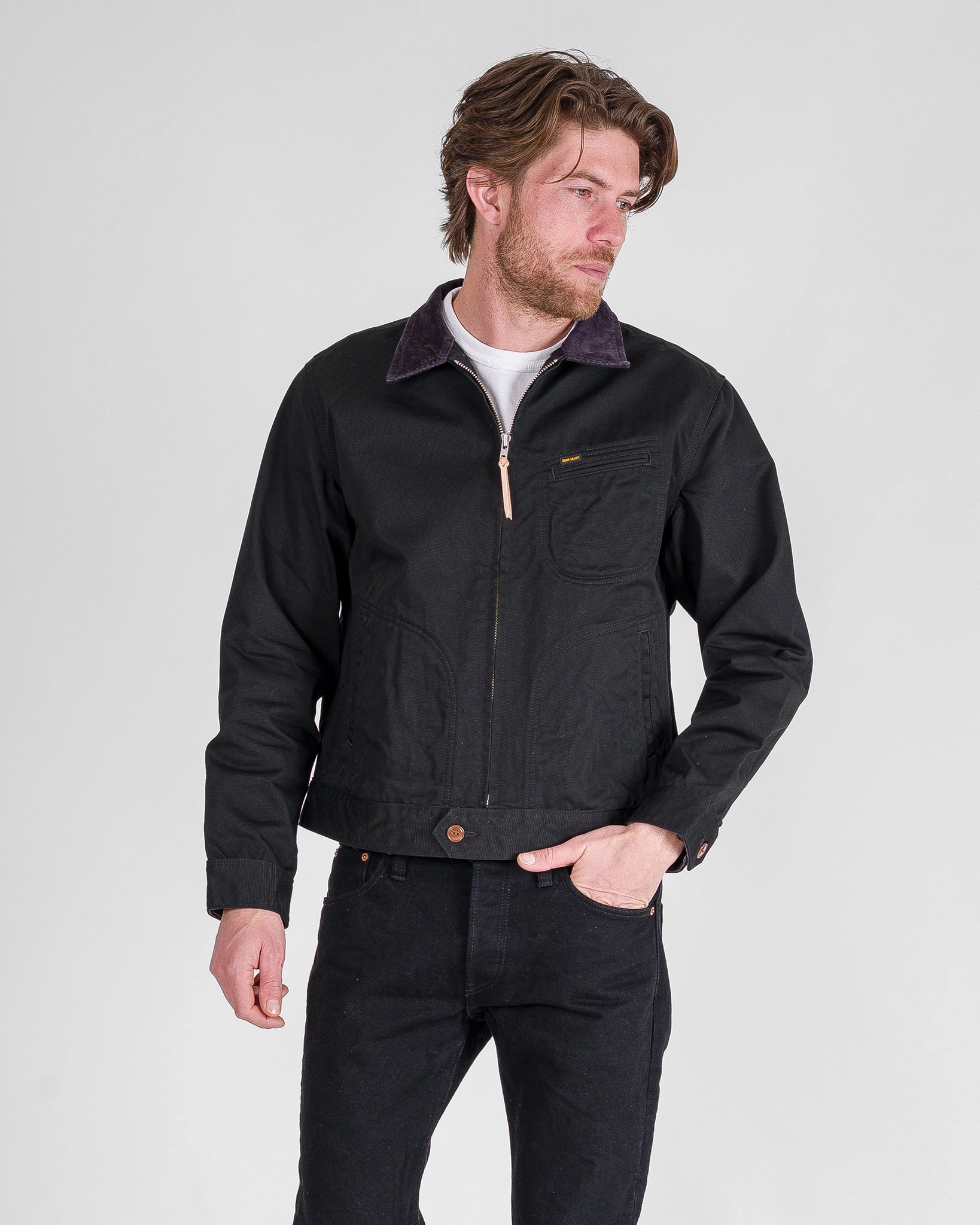 Wrinkle Free Material 12oz Kurashikizome? Twill Work Jacket - Black