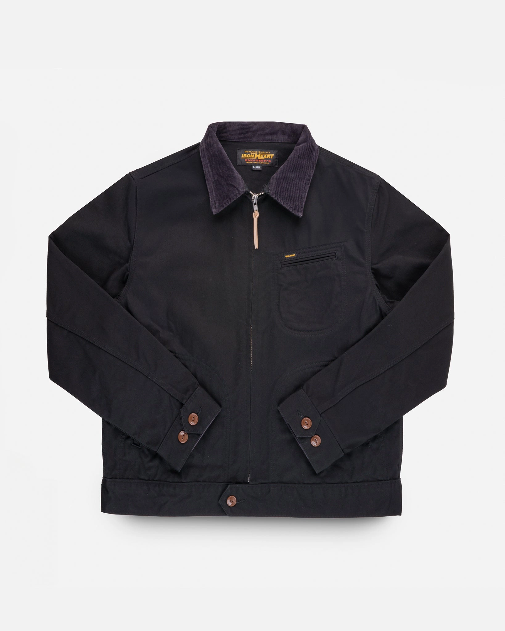 12oz Kurashikizome? Twill Work Jacket - Black Windproof Cuffs HiddenPockets