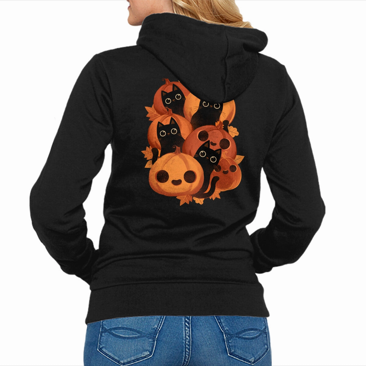 Comfortable Fashion Half sleeve Pumpkins And Black Cats