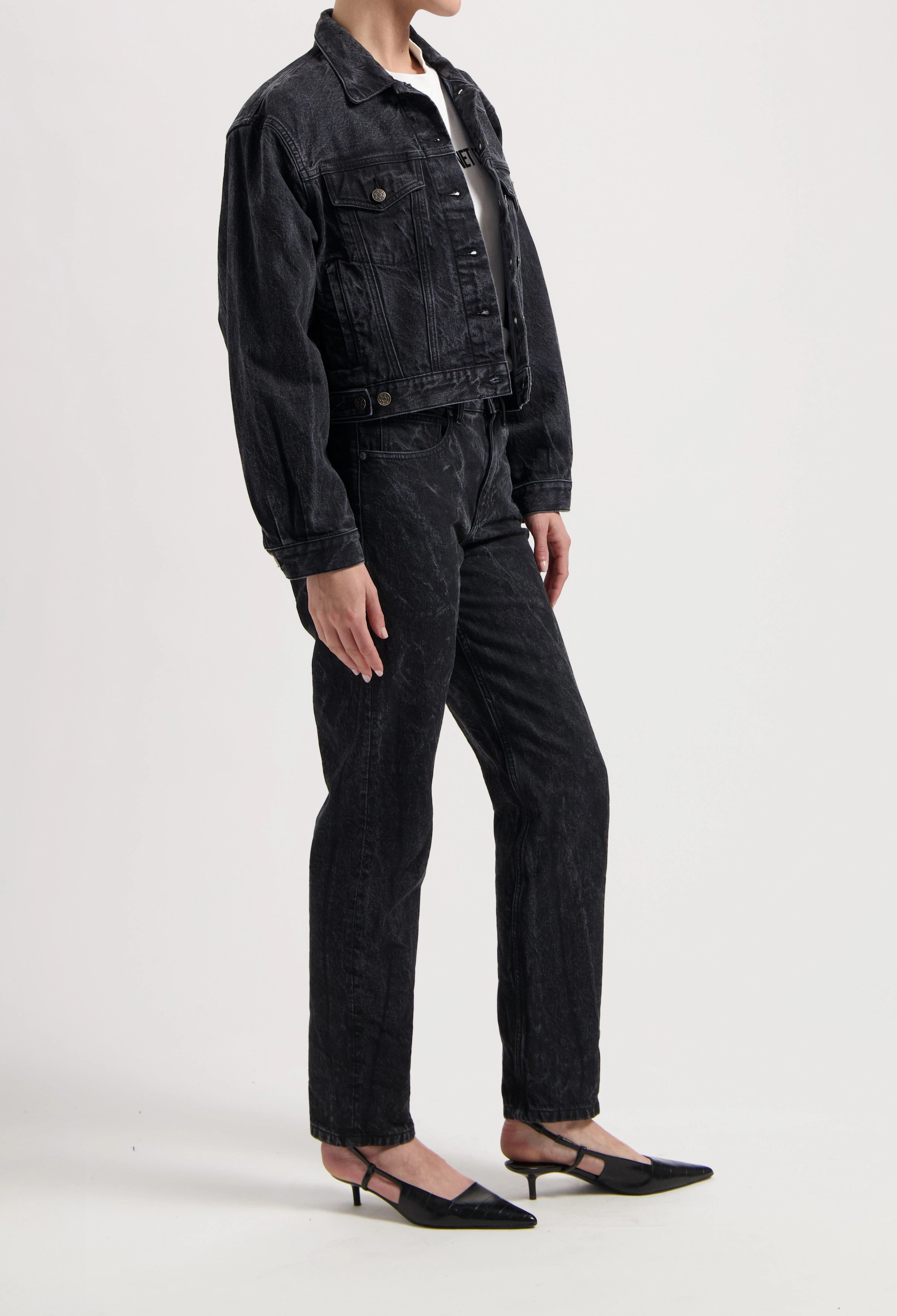 DoubleLayered Chic Design Gina Jacket - Dry Black