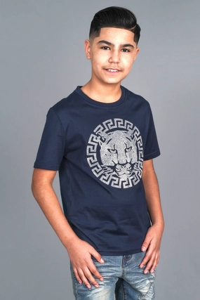Kid's Cotton Navy Rhinestone T-shirt Premium Quality