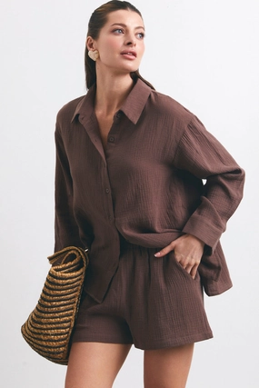 NEW Brown Soft Cotton Set Cotton Blend