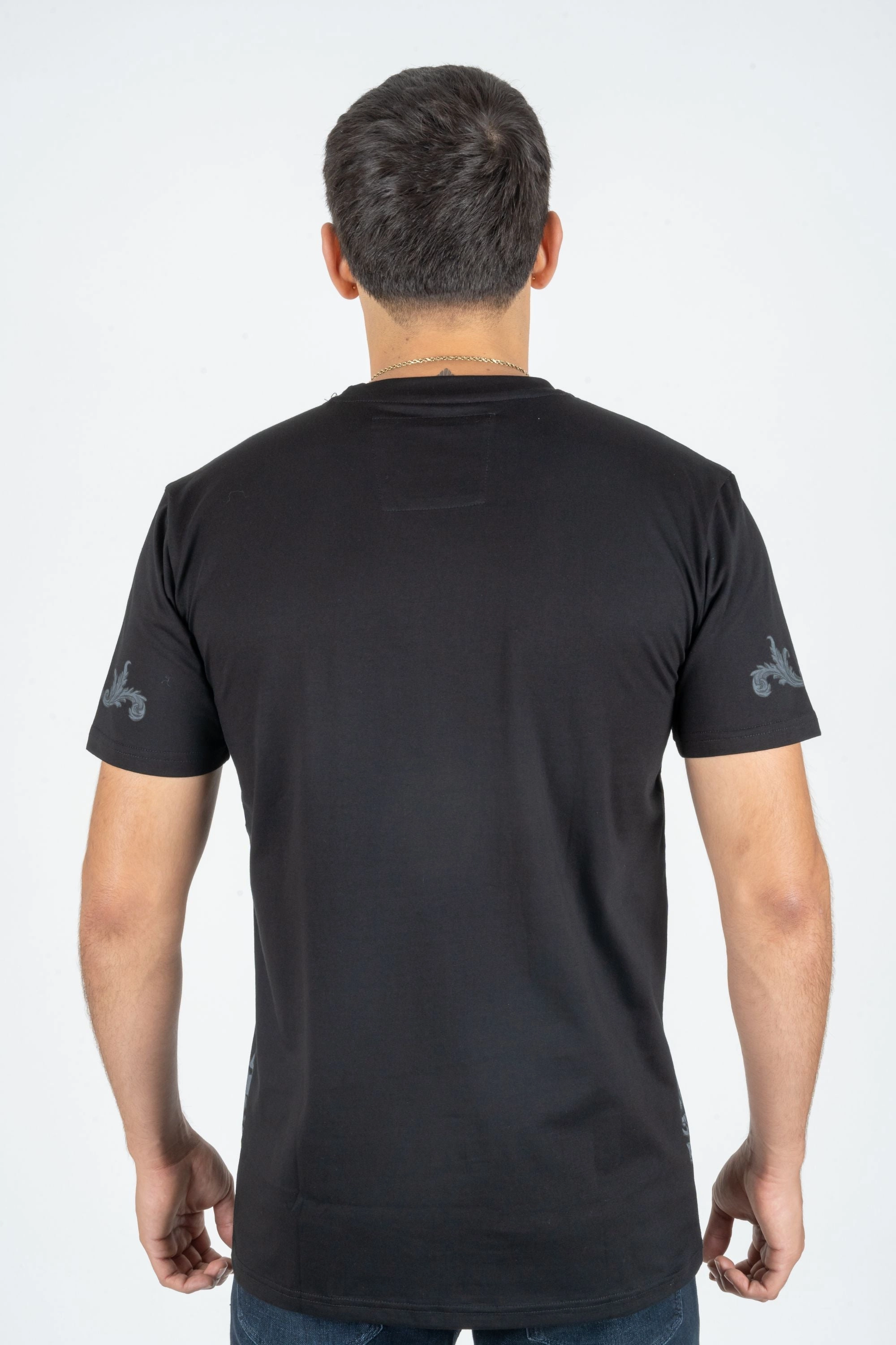 Men's Cotton Black Rhinestone T-shirt Cozy and Soft Minimal Fit