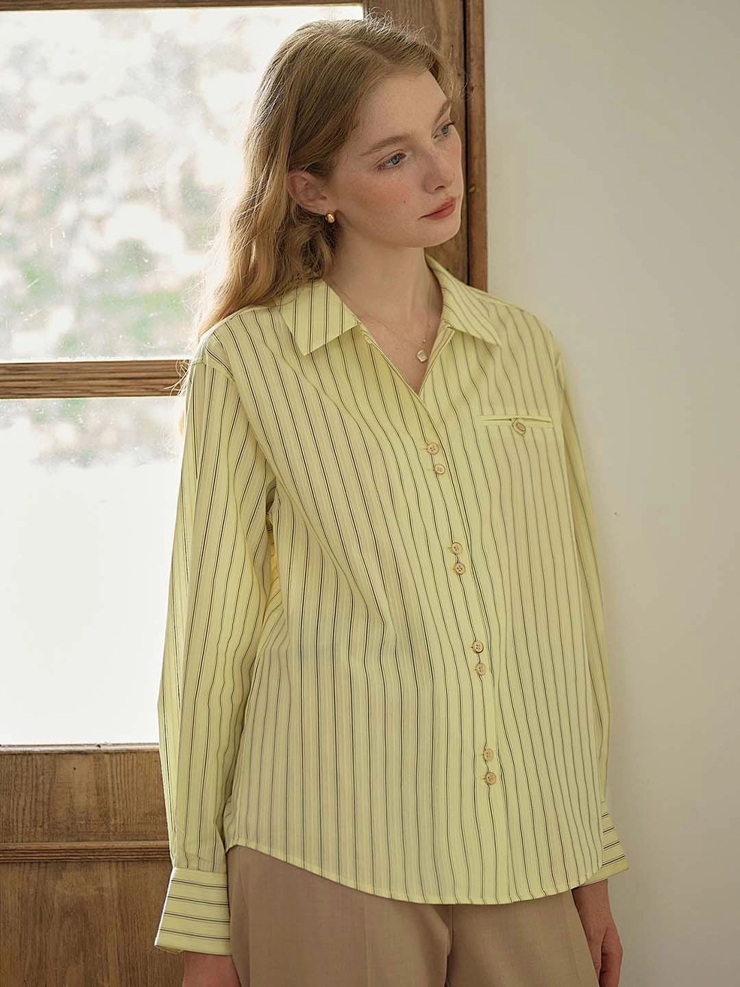 Formal Wear Cold Weather Outfit ??Final Sale??Georgina Vintage Classic Suit Collar Striped Shirt