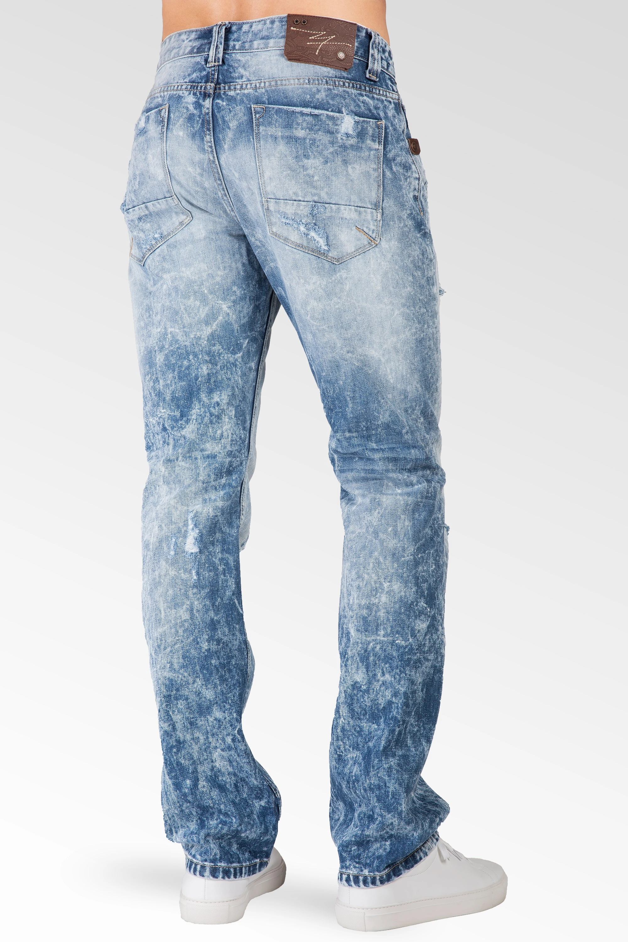 CompressionFreeCuffs Slim Straight Cloud Blue Premium Denim Signature 5 Pocket Jeans Destroyed & Mended