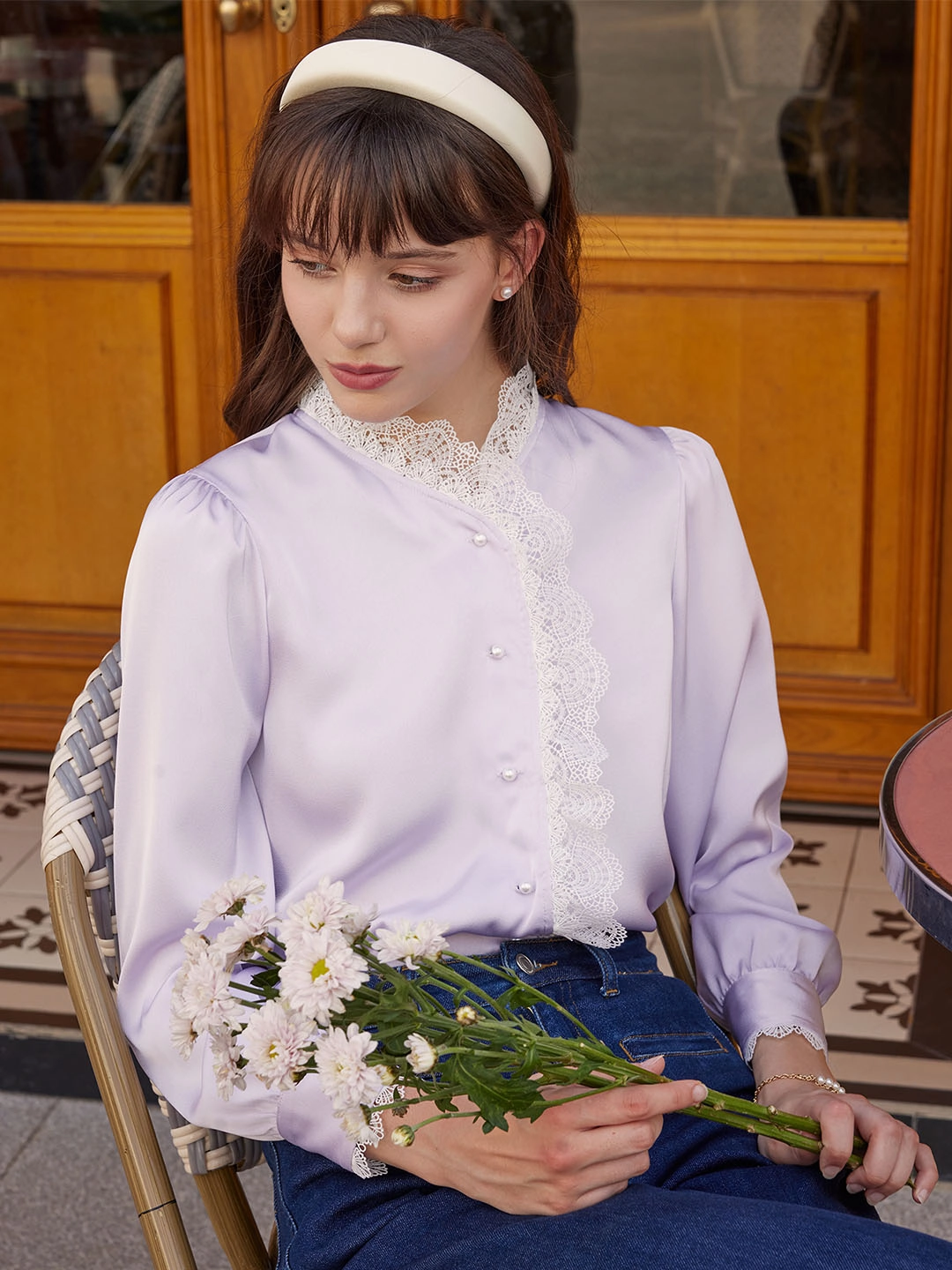 Smooth Line Stylish Shoes ??Flash Sale??Margaret Elegant Lace Patchwork Blouse